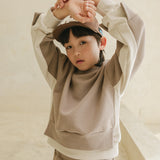 Noonko Spring, Double Sweatshirt, Greige, 100% Cotton, Minimal Design Children’s Clothing, Neutral Colors, Sweat Set, Minimalist