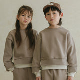 Noonko Spring, Double Sweatshirt, Greige, 100% Cotton, Minimal Design Children’s Clothing, Neutral Colors, Sweat Set, Minimalist