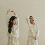 Noonko Spring, Double Sweatshirt, Ivory, 100% Cotton, Minimal Design Children’s Clothing, Neutral Colors, Sweat Set, Minimalist