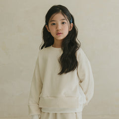 Noonko Spring, Double Sweatshirt, Ivory, 100% Cotton, Minimal Design Children’s Clothing, Neutral Colors, Sweat Set, Minimalist