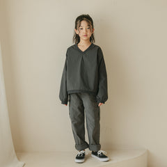 Noonko Spring, Pocket Pants, Gray, Cotton, Minimal Design Children’s Clothing, Neutral Colors, Cargo Pants, Minimalist