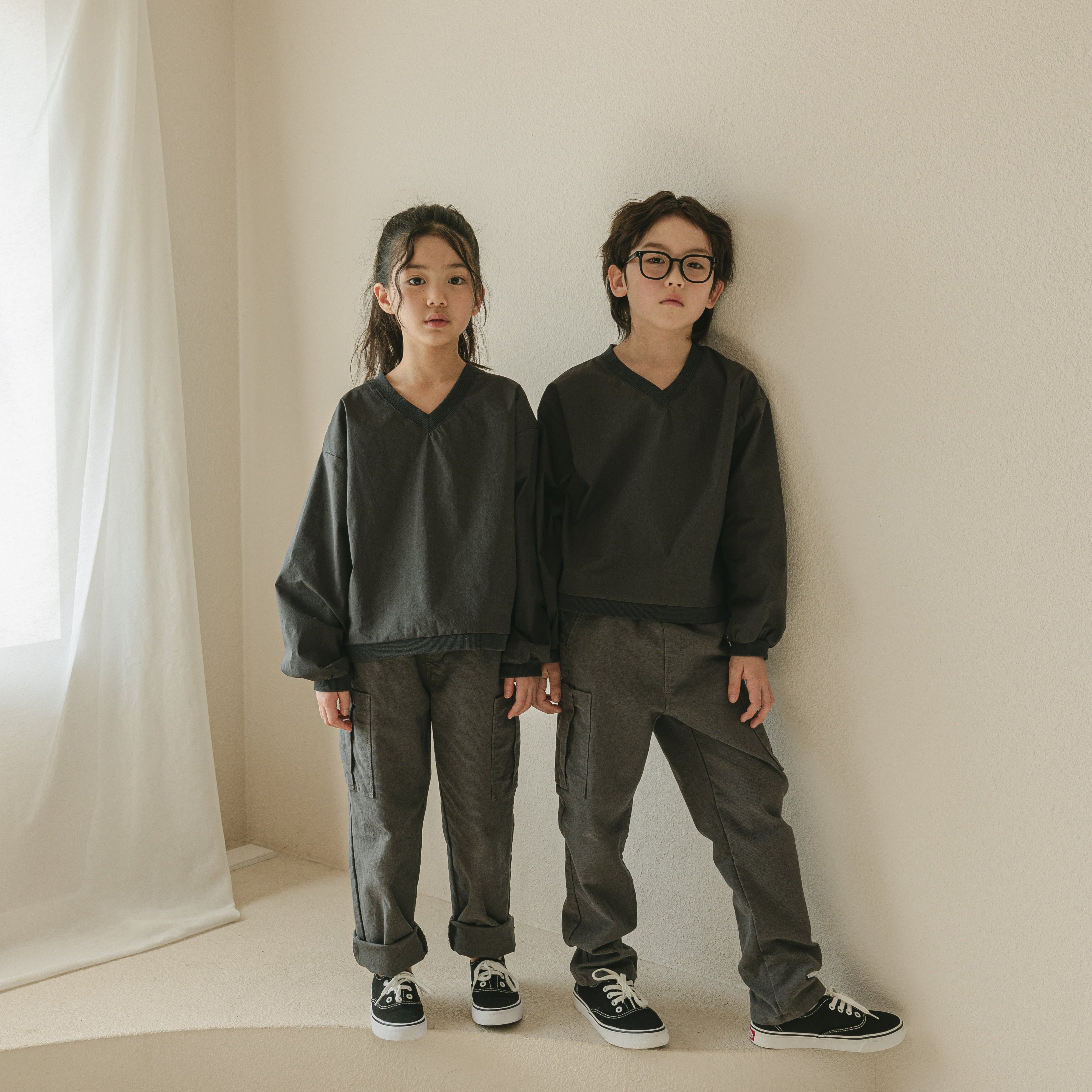 Noonko Spring, Pocket Pants, Gray, Cotton, Minimal Design Children’s Clothing, Neutral Colors, Cargo Pants, Minimalist