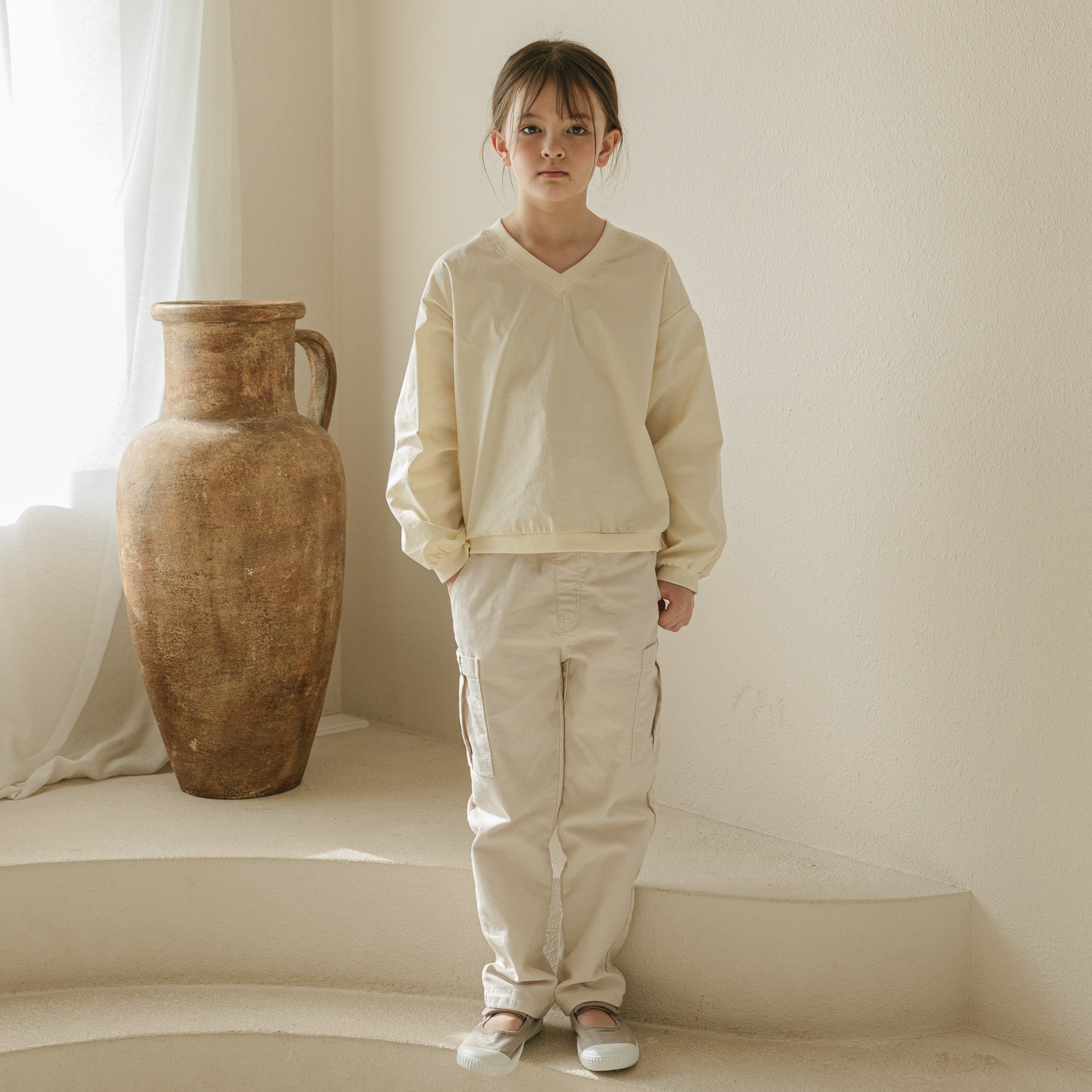 Noonko Spring, Pocket Pants, Ivory, Cotton, Minimal Design Children’s Clothing, Neutral Colors, Cargo Pants, Minimalist