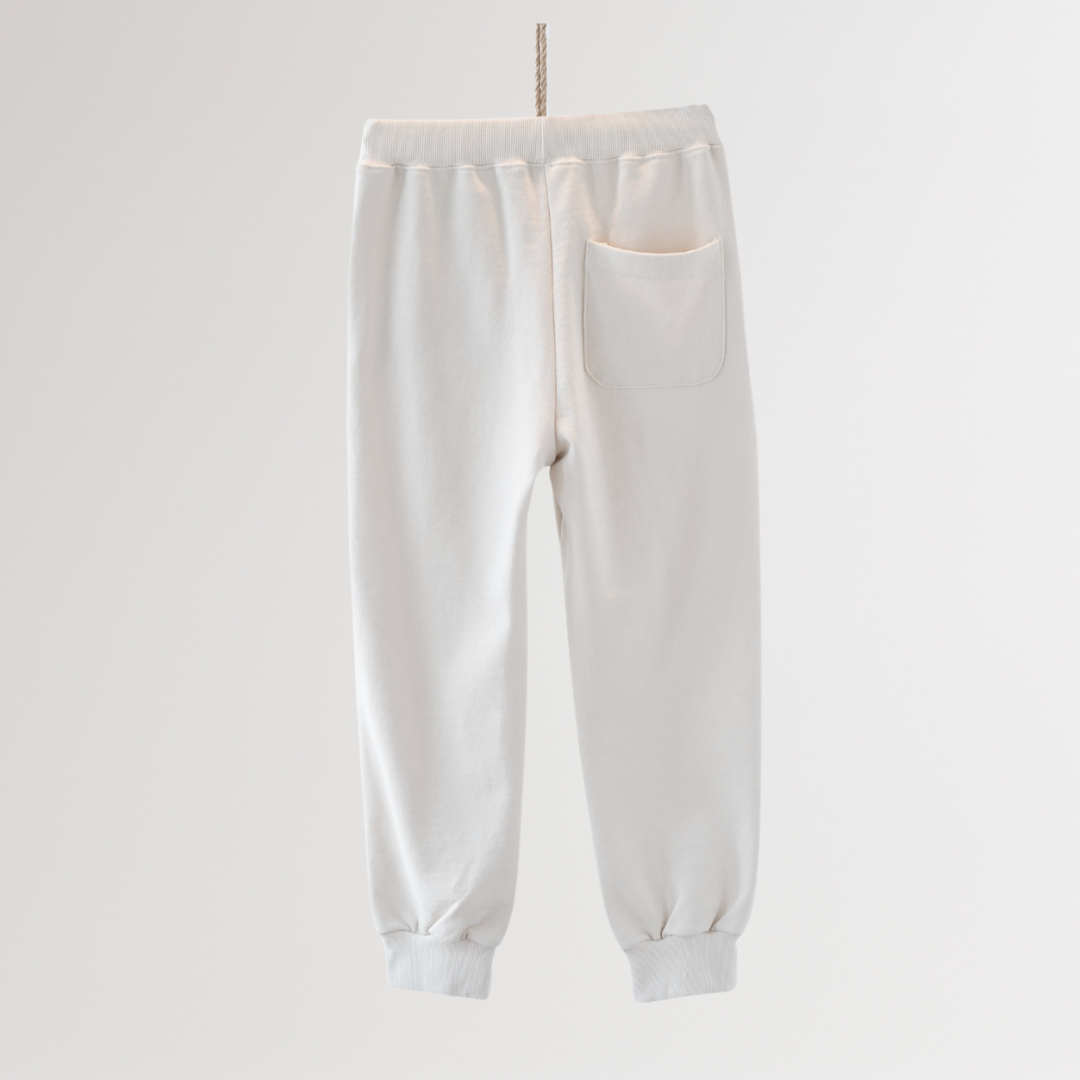 Noonko Spring, Simple Sweatpants, Ivory, 100% Cotton, Minimal Design Children’s Clothing, Neutral Colors, Sweat Set, Minimalist