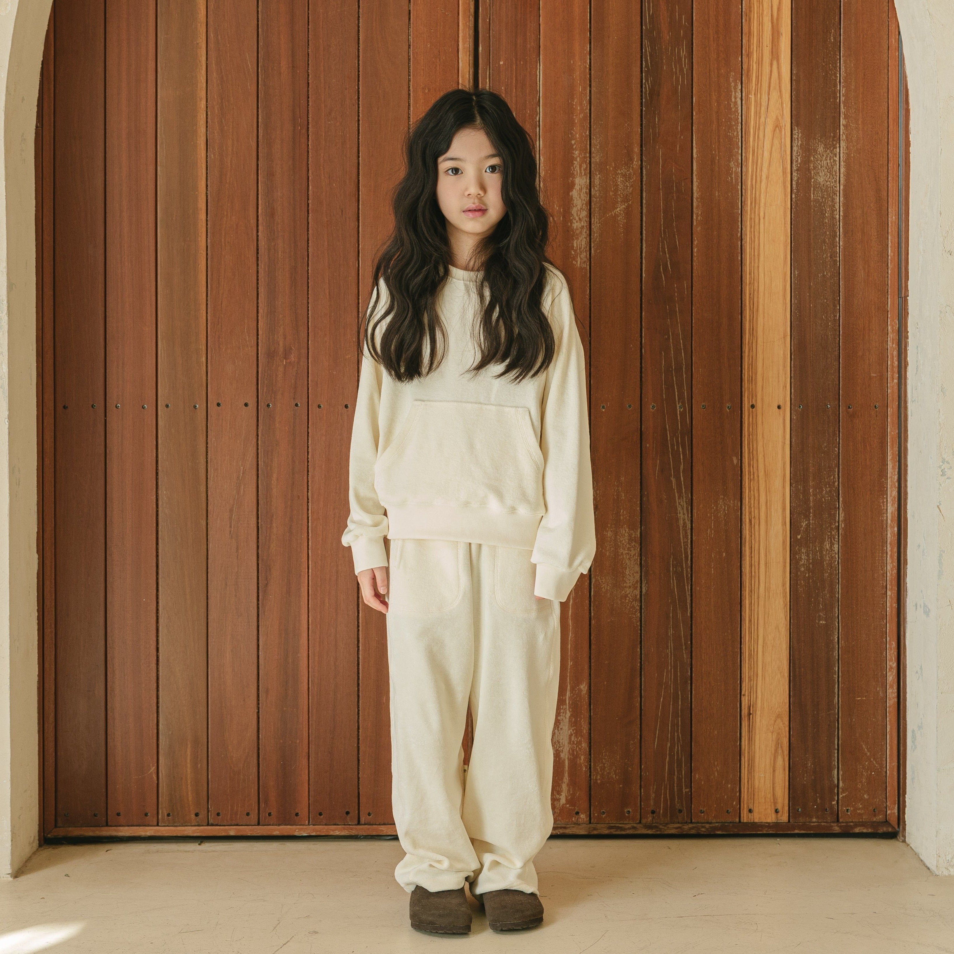 Noonko Spring, Terry Sweatpants, Ivory, 100% Cotton Terrycloth, Minimal Design Children’s Clothing, Neutral Colors, Sweat Set, Minimalist