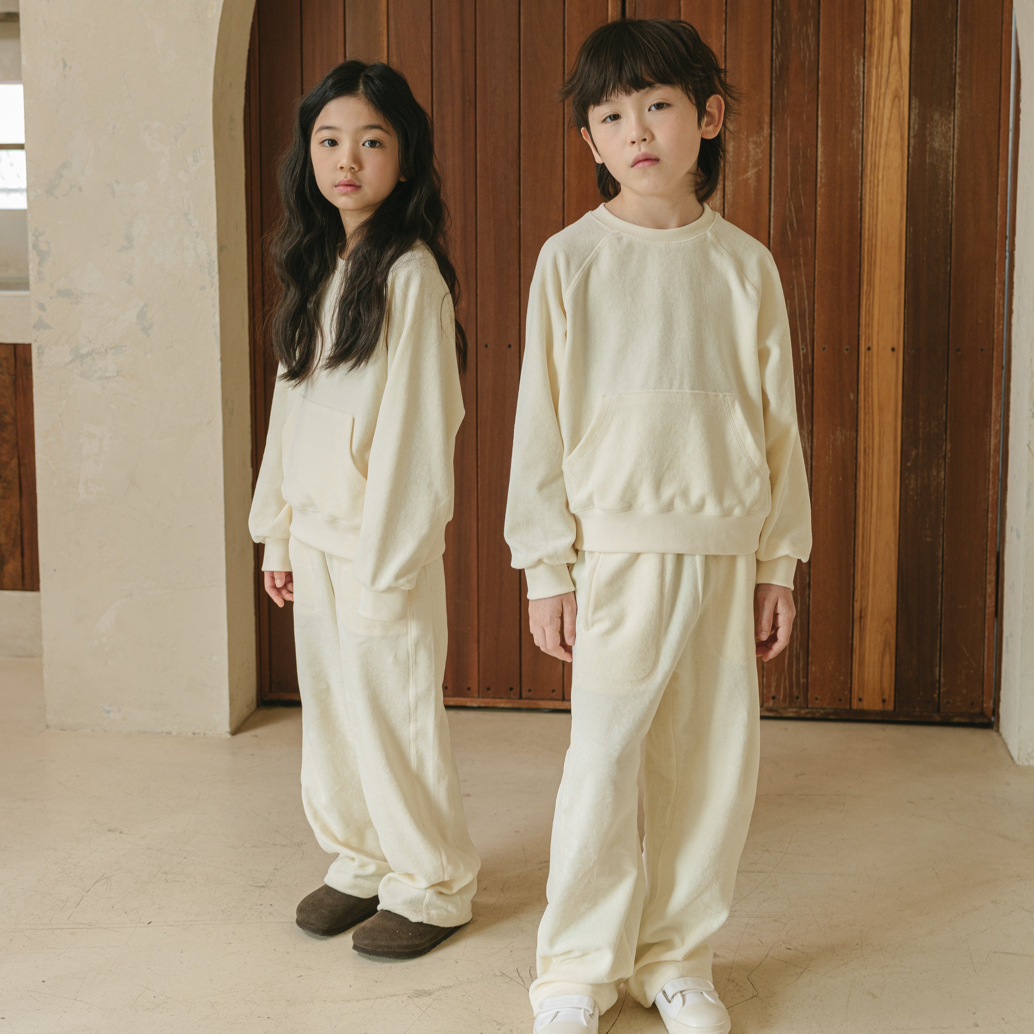 Noonko Spring, Terry Sweatpants, Ivory, 100% Cotton Terrycloth, Minimal Design Children’s Clothing, Neutral Colors, Sweat Set, Minimalist
