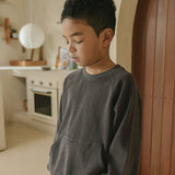 Noonko Spring, Terry Sweatshirt, Gray, 100% Cotton Terrycloth, Minimal Design Children’s Clothing, Neutral Colors, Sweat Set, Minimalist