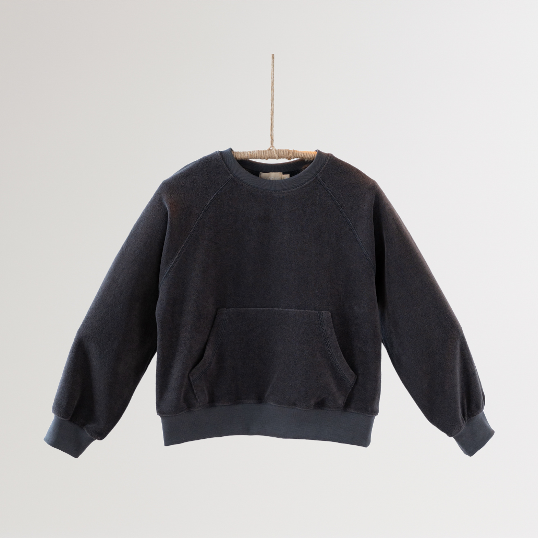 Noonko Spring, Terry Sweatshirt, Gray, 100% Cotton Terrycloth, Minimal Design Children’s Clothing, Neutral Colors, Sweat Set, Minimalist
