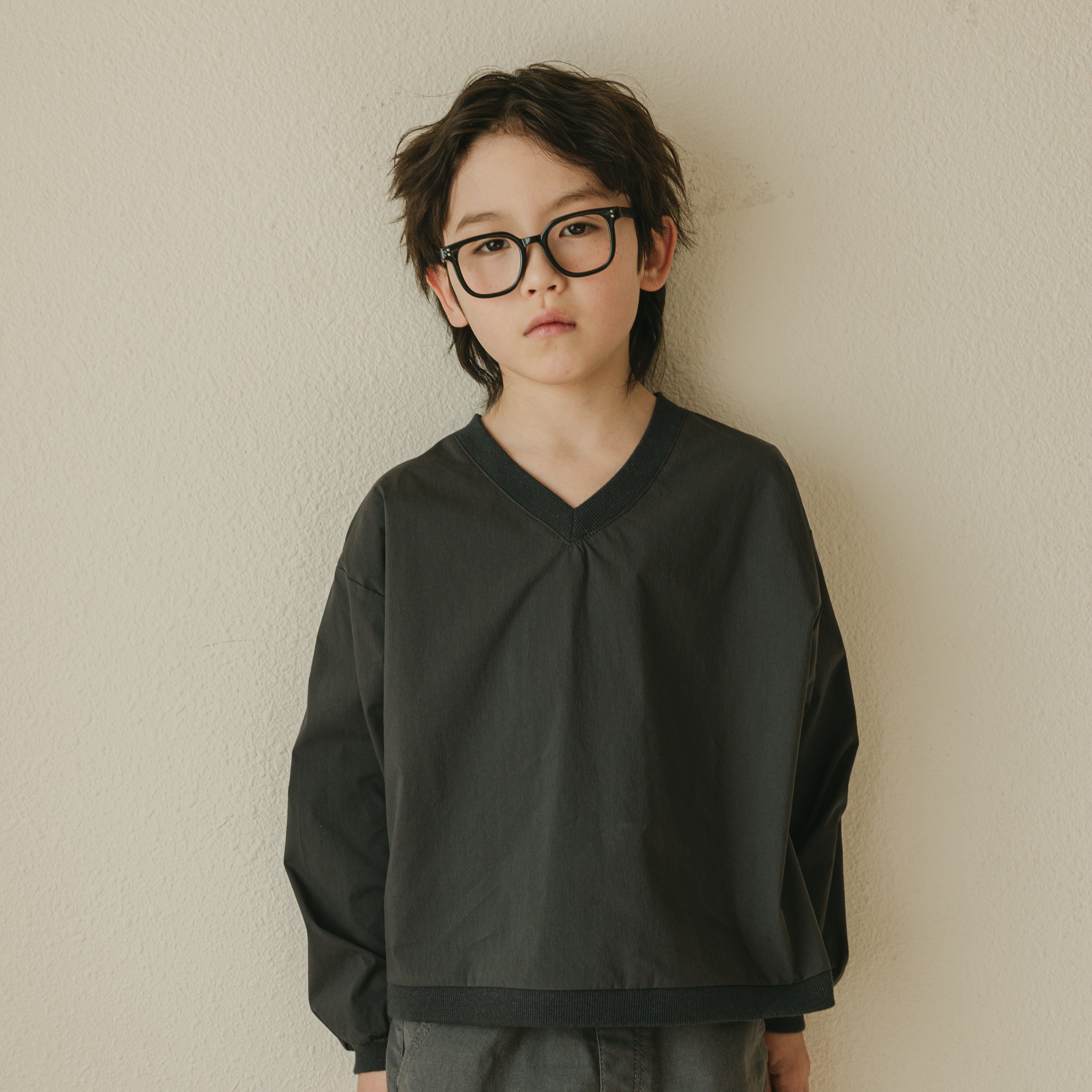 Noonko Spring, The V Shirt, Gray, Cotton, Minimal Design Children’s Clothing, Neutral Colors, Sweatshirt, Bomber, Minimalist