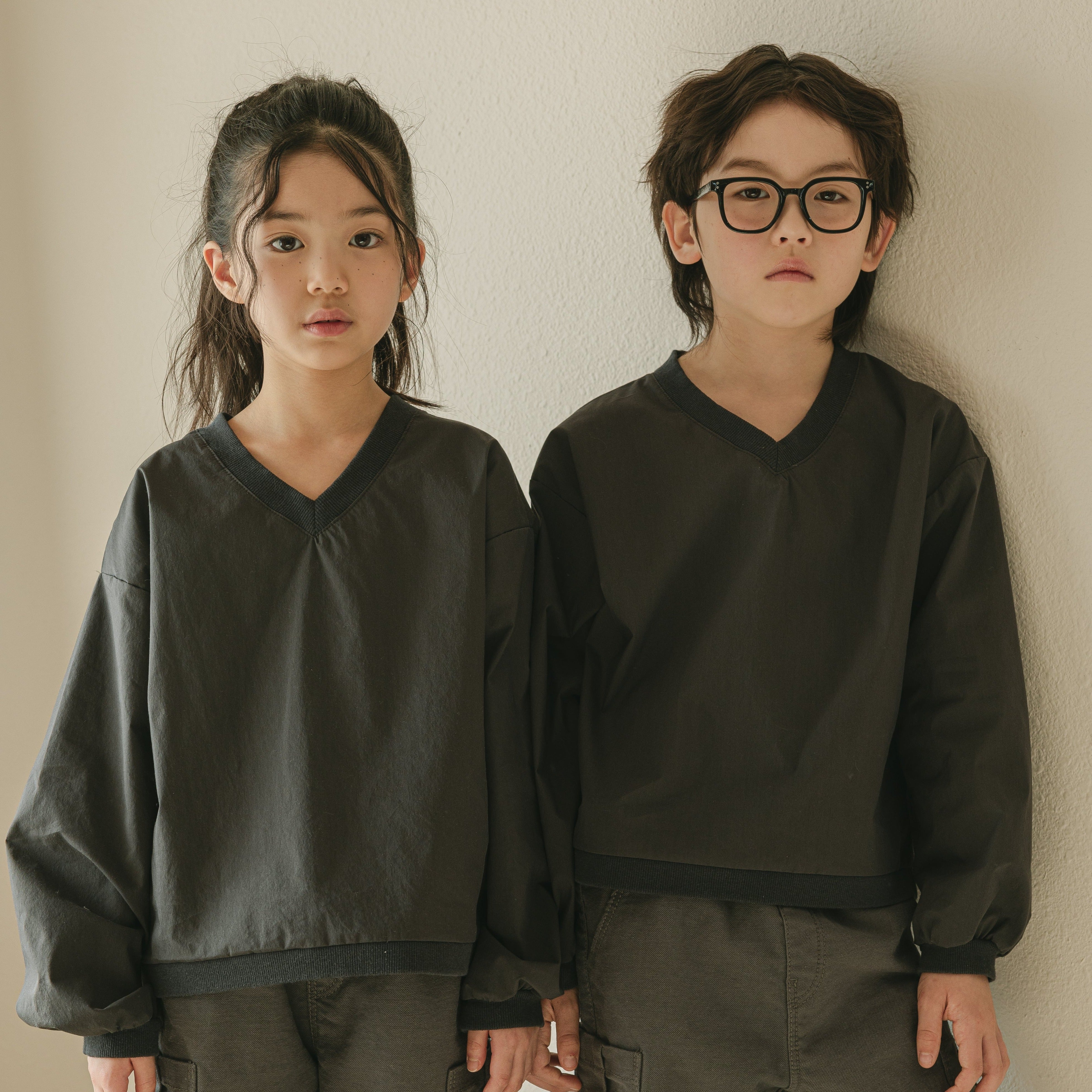 Noonko Spring, The V Shirt, Gray, Cotton, Minimal Design Children’s Clothing, Neutral Colors, Sweatshirt, Bomber, Minimalist