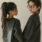 Noonko Spring, The V Shirt, Gray, Cotton, Minimal Design Children’s Clothing, Neutral Colors, Sweatshirt, Bomber, Minimalist