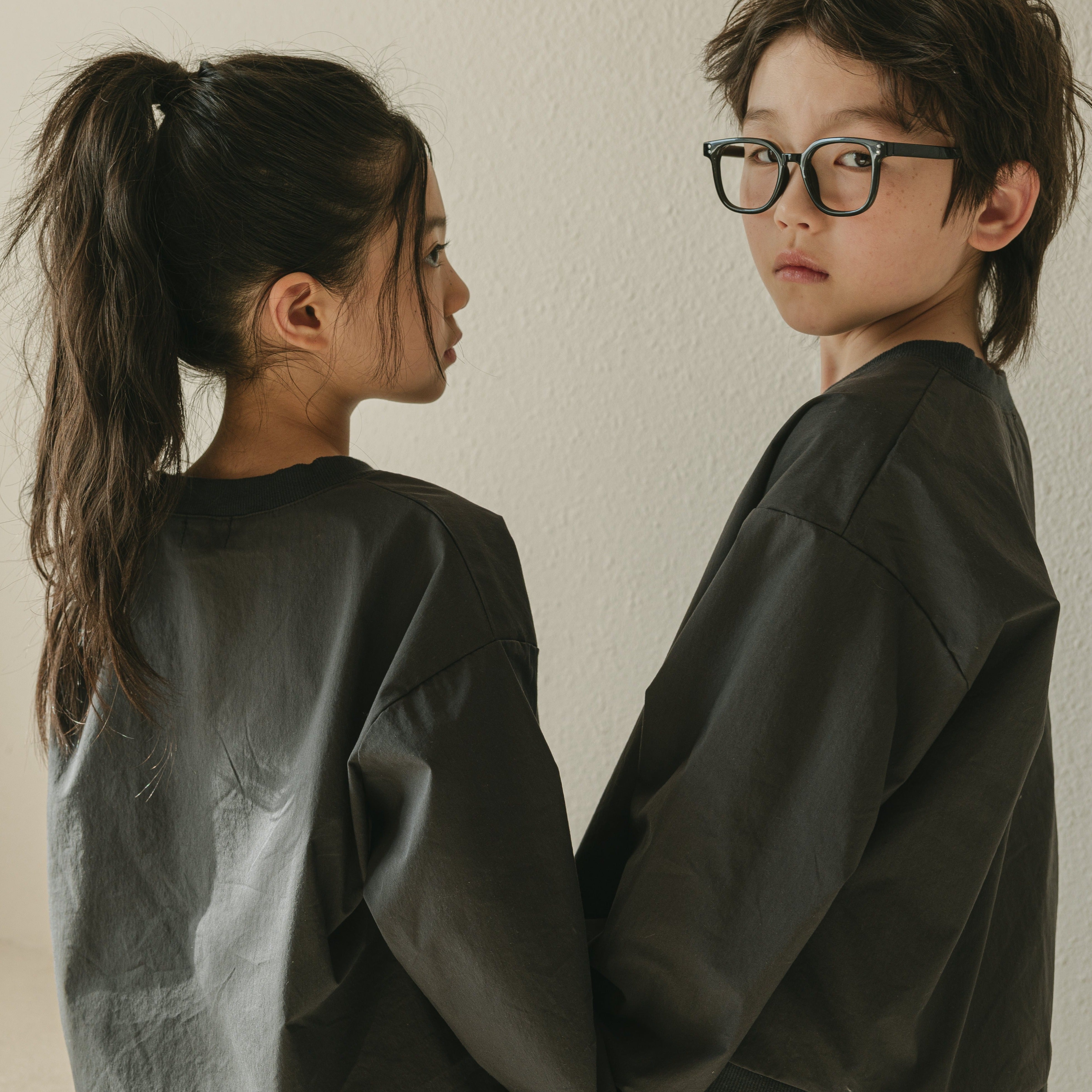 Noonko Spring, The V Shirt, Gray, Cotton, Minimal Design Children’s Clothing, Neutral Colors, Sweatshirt, Bomber, Minimalist
