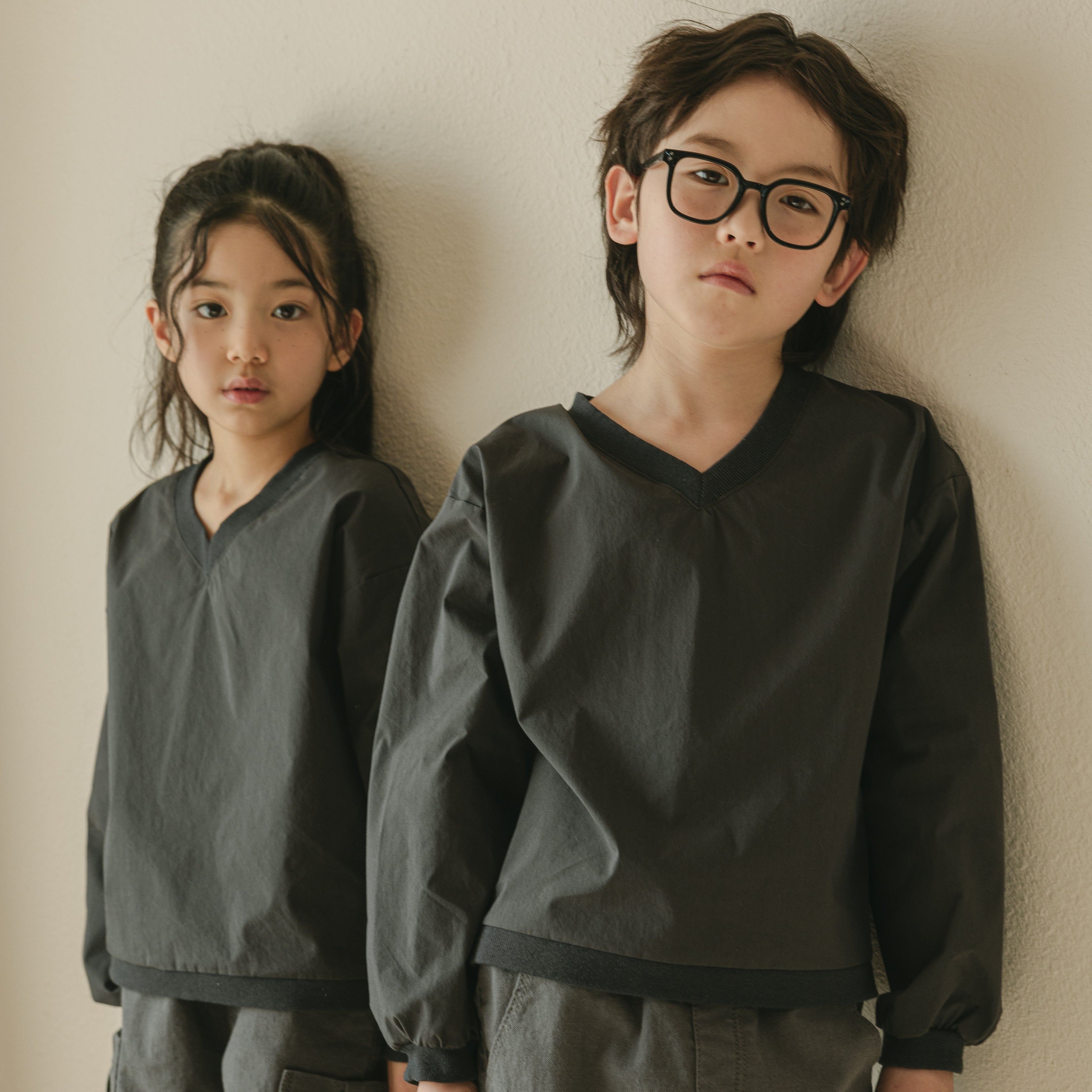 Noonko Spring, The V Shirt, Gray, Cotton, Minimal Design Children’s Clothing, Neutral Colors, Sweatshirt, Bomber, Minimalist