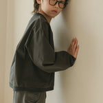 Noonko Spring, The V Shirt, Gray, Cotton, Minimal Design Children’s Clothing, Neutral Colors, Sweatshirt, Bomber, Minimalist